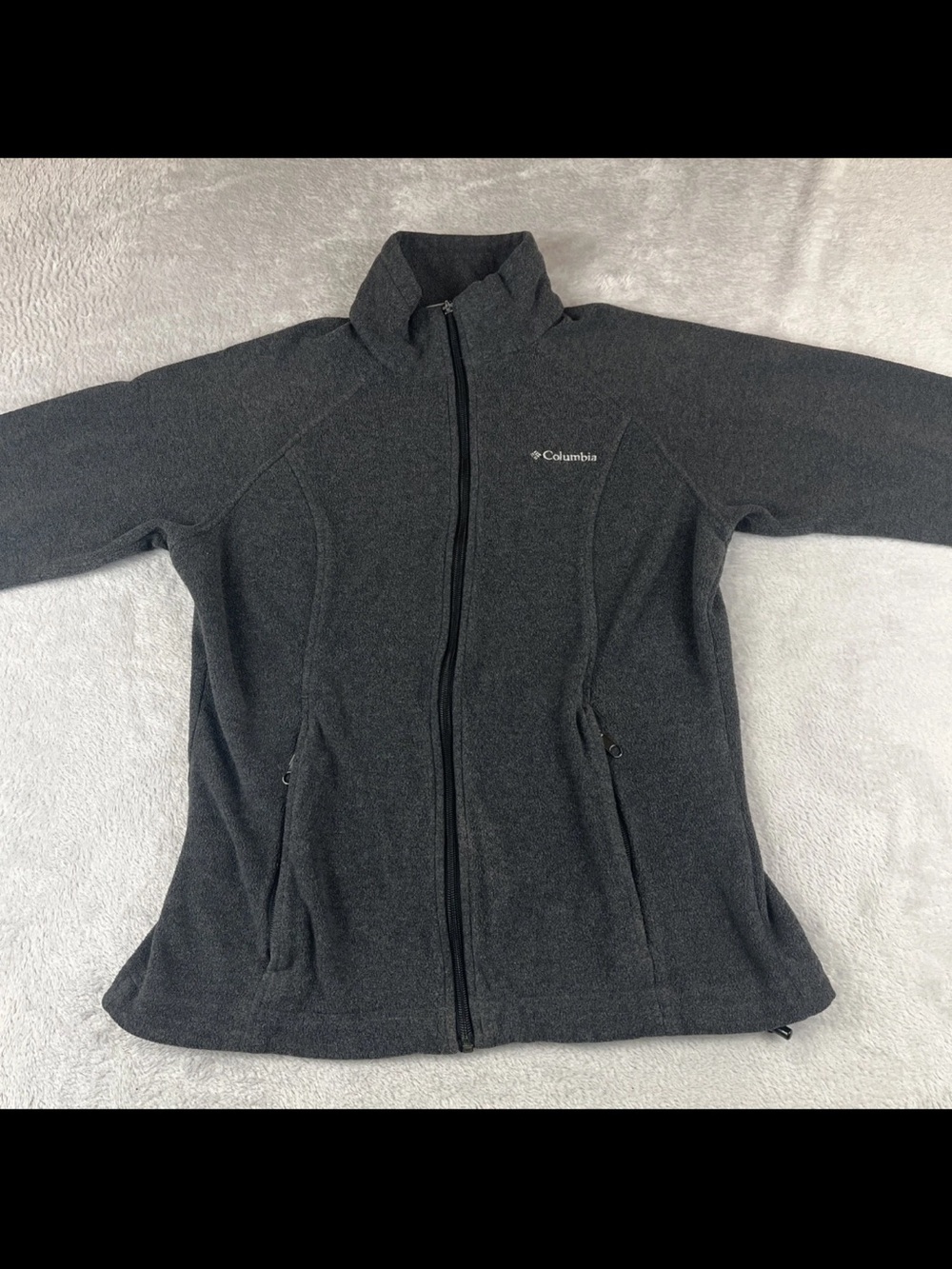 Columbia Women's Gray Zip Jacket Solid Long Sleeve Size Small Missing Zip Handle